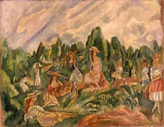 Jonge vrouwen in een landschap, c.1920