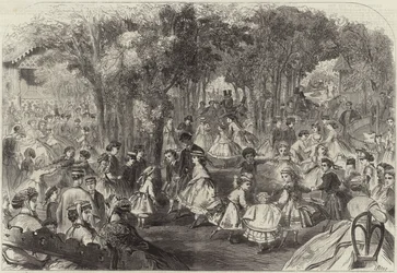 Kinderbal in de Pré Catalan (gravure)
