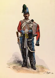 Portret van een Brigadier Hussard door Jules Rouffet (1862-1931) circa 1845, Privécollectie