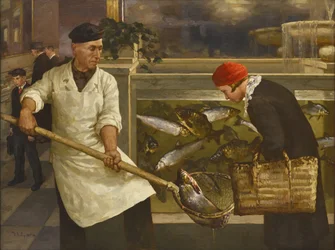 In een viswinkel door Klever, Juli Julievich, de Jongere (1882-1942)