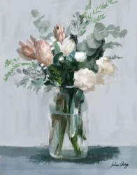 Boeket met roze en crèmekleurige bloemen