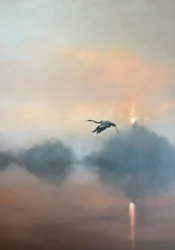 Zonsopgang: de vlucht van de reiger