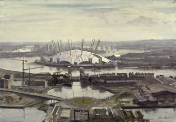 De Millennium Dome vanaf Canary Wharf