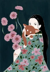 Vrouw met een Shiba Inu