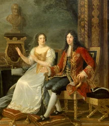 Koning Lodewijk XIV van Frankrijk met Madame de Maintenon. Detail van het schilderij 