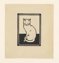 Zittende kat met gesloten ogen