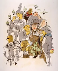 Humoristische wijnillustratie 1946. Illustratie door Julien Pavil