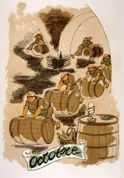 Humoristische wijnillustratie 1946. Illustratie door Julien Pavil