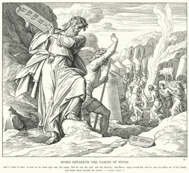 Mozes breekt de stenen tafelen