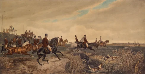 Keizer Franz Joseph I met keizerin Elisabeth tijdens een parforcejacht, 1880
