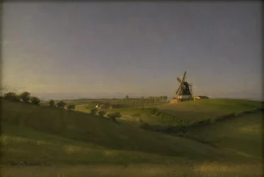 Landschap bij Kolding, Jutland, bij zonsondergang