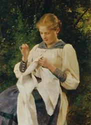 Meisje met handwerk (Marianne von Scheibenhof-Goriany)