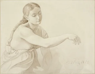Vrouwelijke halve figuur met los haar