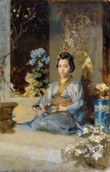 Japanse vrouw in een kamer