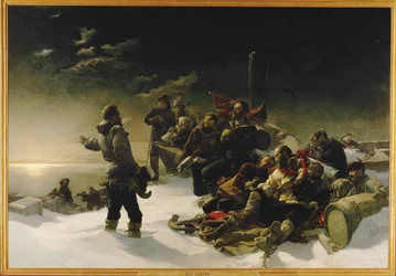Twee Oostenrijkse officieren, Julius von Payer en Karl Weyprecht ... (schilderij op doek)
