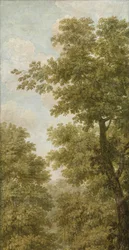 Drie behangselschilderingen van een Hollands landschap