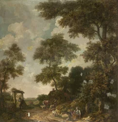 Behang van een Nederlands landschap met een zandweg