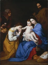 De Heilige Familie met de heiligen Anna en Catharina van Alexandrië