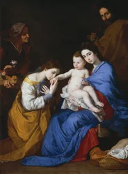 De Heilige Familie met Heiligen Anna en Catharina van Alexandrië, 1648