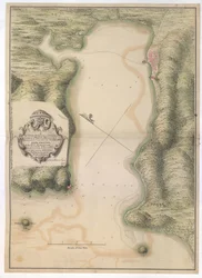 Een plattegrond van de stad. HARBOUR en FORTIFICATIES van PORTO BELLO. zoals het er uitziet sinds het werd ingenomen door Adm: VERNON / Door Justly Watson; Enginr: 1742.
