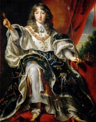 Lodewijk XIV, koning van Frankrijk, 1638-1715, in zijn kroningsgewaad