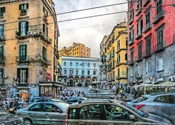 Aquarellen van de stad Napels, Italië (13)