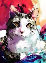 Levendig schilderij van een kat