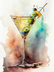 Levendig schilderij van een martini