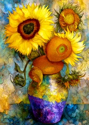 Levendig stilleven met zonnebloemen