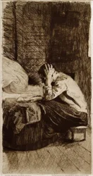 Vrouw bij de wieg