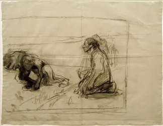 K. Kollwitz, Studie voor Ploeger (Ploeger met knielende vrouw)