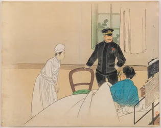 De Torpedo Officier: Frontispice Illustratie uit het Literaire Tijdschrift Bungei kurabu, Volume 1, Nummer 8