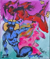 Blauwe Demon Roze Naakt