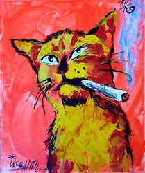 Coole kat die een joint rookt