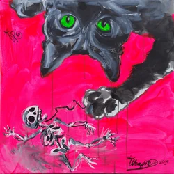 Monsterkat en skeletpop