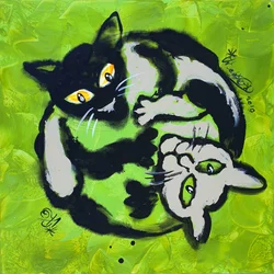 Speelse Yin-Yang-katten