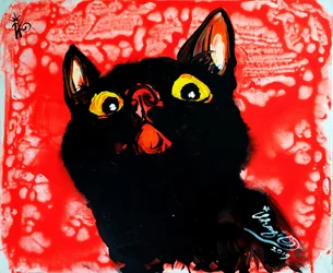 Levendig portret van een zwarte kat