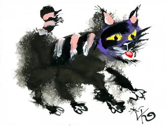 Grillige zwarte kat