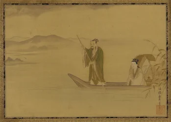 Chinese man en vrouw in een boot