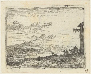 Italianiserend landschap met wagen bij herberg (Kleine landschappen)