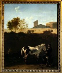 Landschap van Italië met Patres en paard