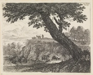 Landschap met twee muilezeldrijvers
