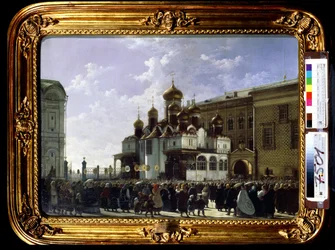 Paasprocessie bij de Maria-Boodschapkathedraal in Moskou