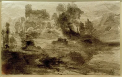 Landschap met kasteel (of kerk)