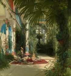 Het interieur van het palmenhuis op het Pfaueninsel bij Potsdam, 1834.