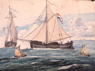 Kanonneerboot bij Helvoet, Nederland
