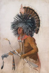 Pehriska-Ruhpa, Hidatsa krijger, in kostuum van de Hondendans
