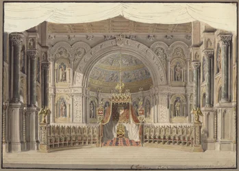Agnes von Hohenstaufen. Opera van Gaspare Spontini. Ontwerp voor de 1e decoratie. Keizerzaal