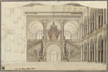 Agnes van Hohenstaufen. Opera van Gaspare Spontini. Ontwerp voor de 3e decoratie. Troonzaal