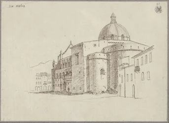 Aanzicht van de kathedraal van Messina vanuit het noordoosten
